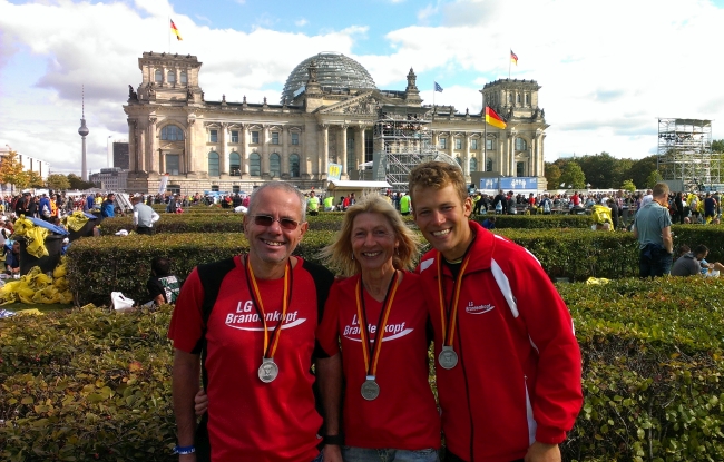 Bernd Ehrhardt, Rosi Kn&auml;ble und David Mild - Berlin-Marathon 2015